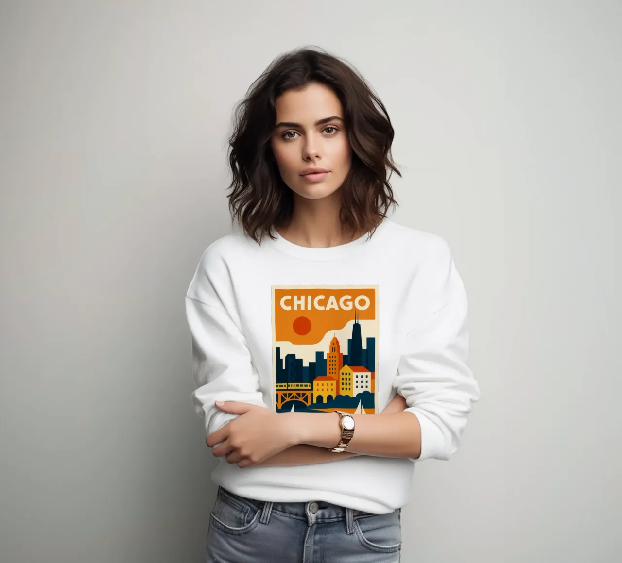 Chicago, skyline e tempo urbano felpa da JETLAG | affiches voyage