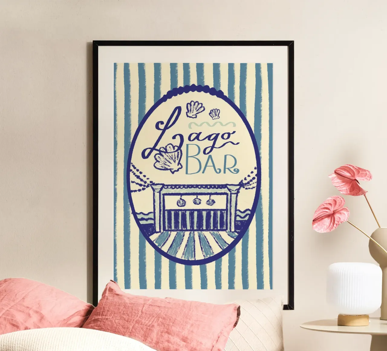 Lago Bar poster con telaio in legno da Studio Dolci