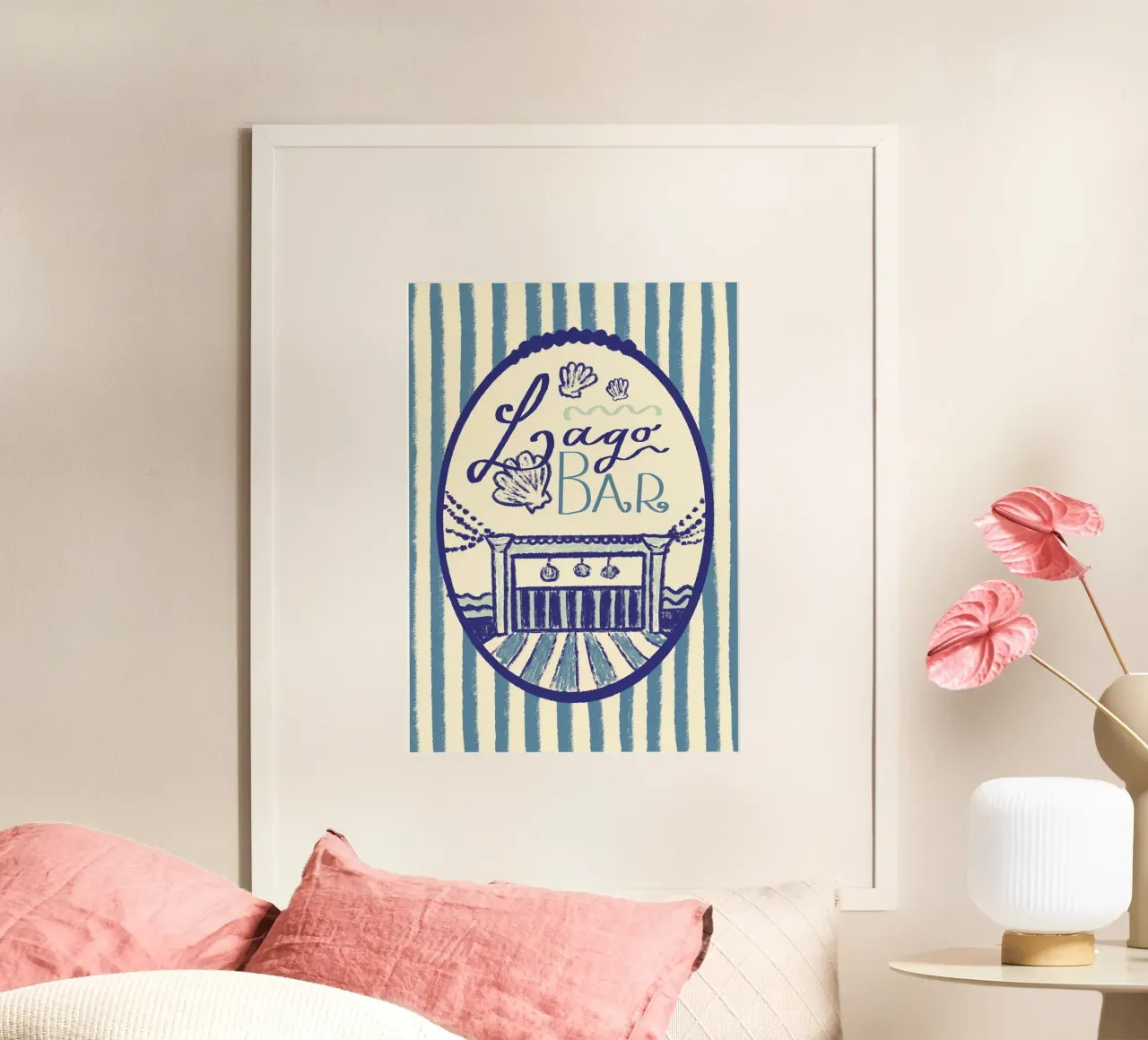 Lago Bar poster con telaio in legno da Studio Dolci