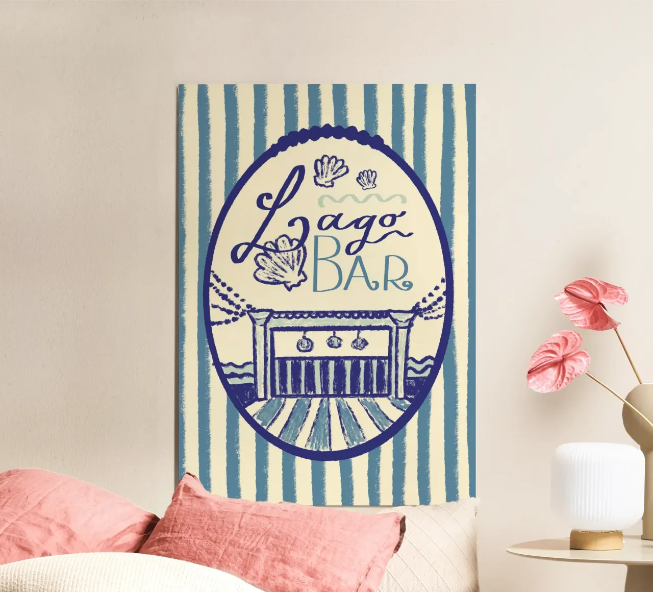 Lago Bar poster con telaio in legno da Studio Dolci
