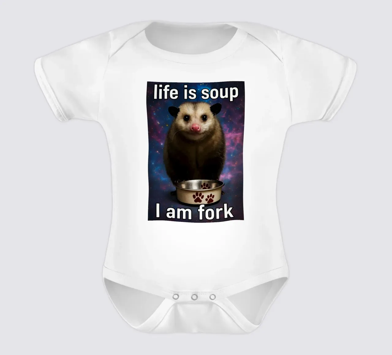 La vita è una zuppa Io sono l'opossum della forchetta body neonato maniche corte da the gondals