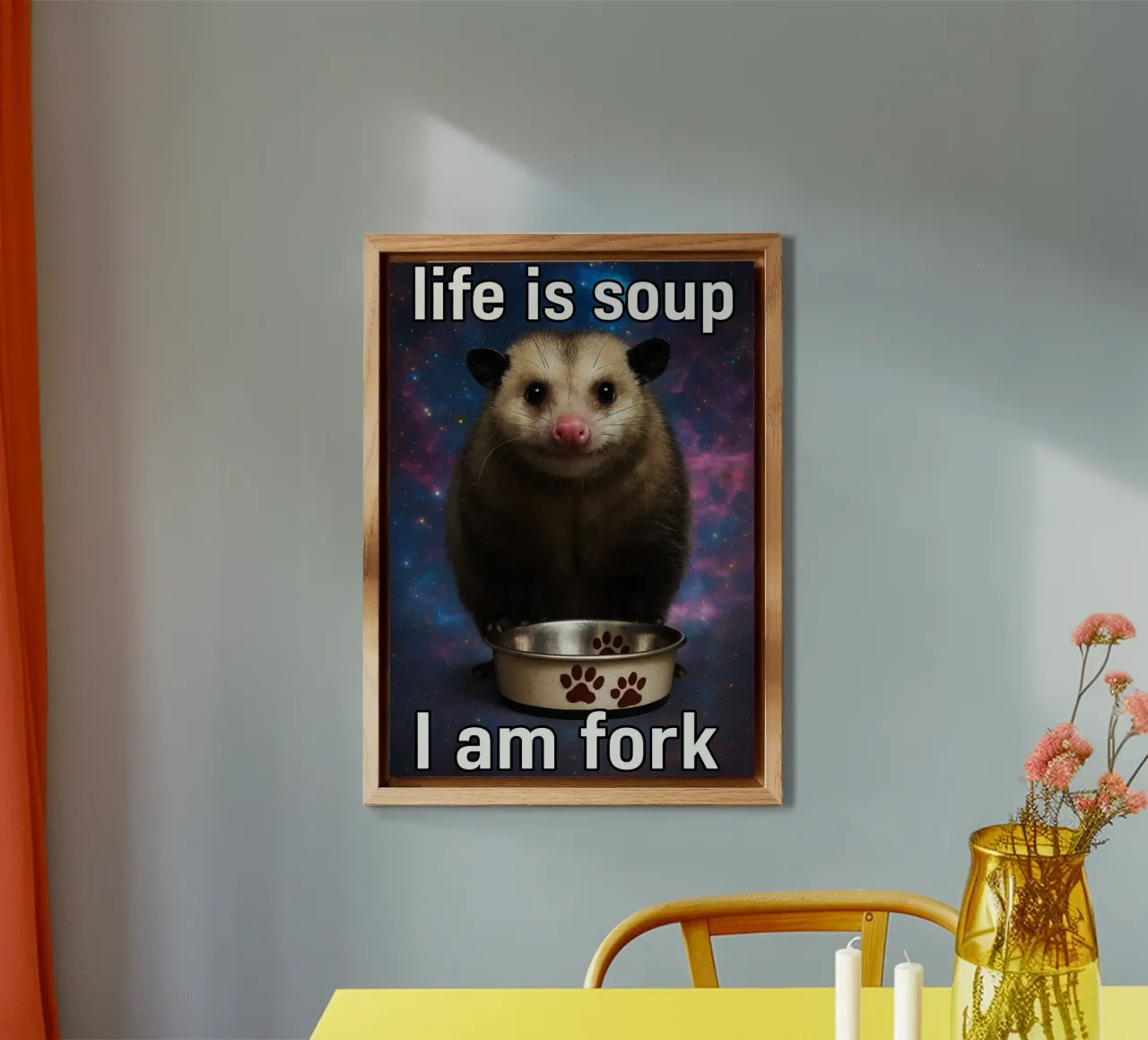 La vita è una zuppa Io sono l'opossum della forchetta alluminio dibond da the gondals
