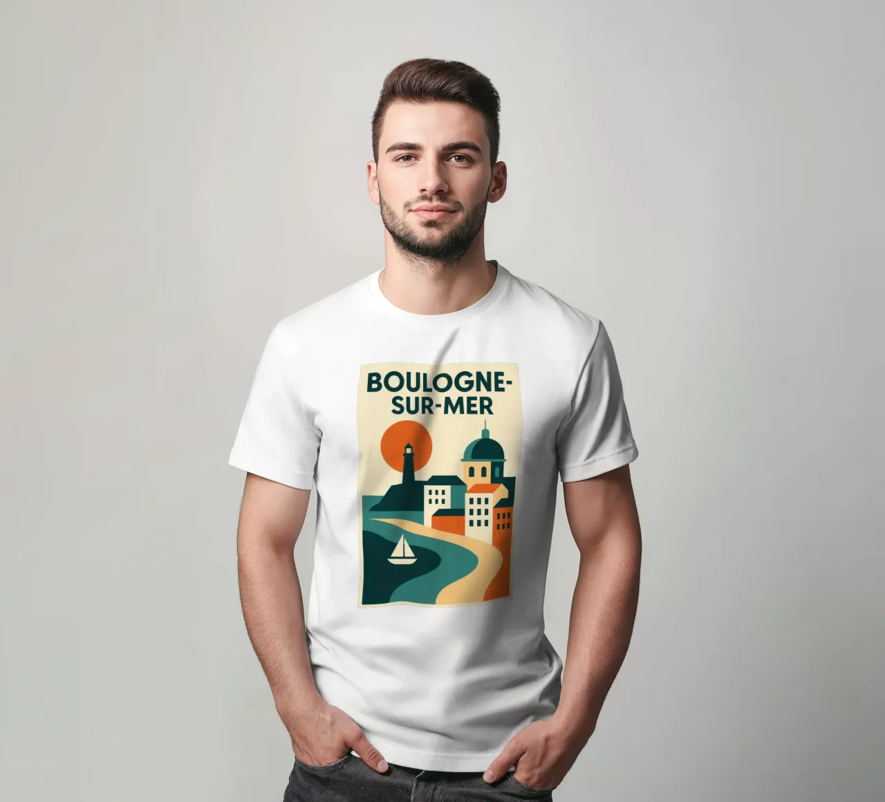 Boulogne-sur-Mer, un faro di luce sulla Costa d'Opale t-shirt da JETLAG | affiches voyage