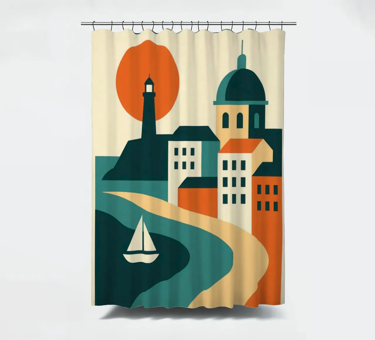 Boulogne-sur-Mer, a beacon of light on the Opal Coast shower curtain by JETLAG | affiches voyage