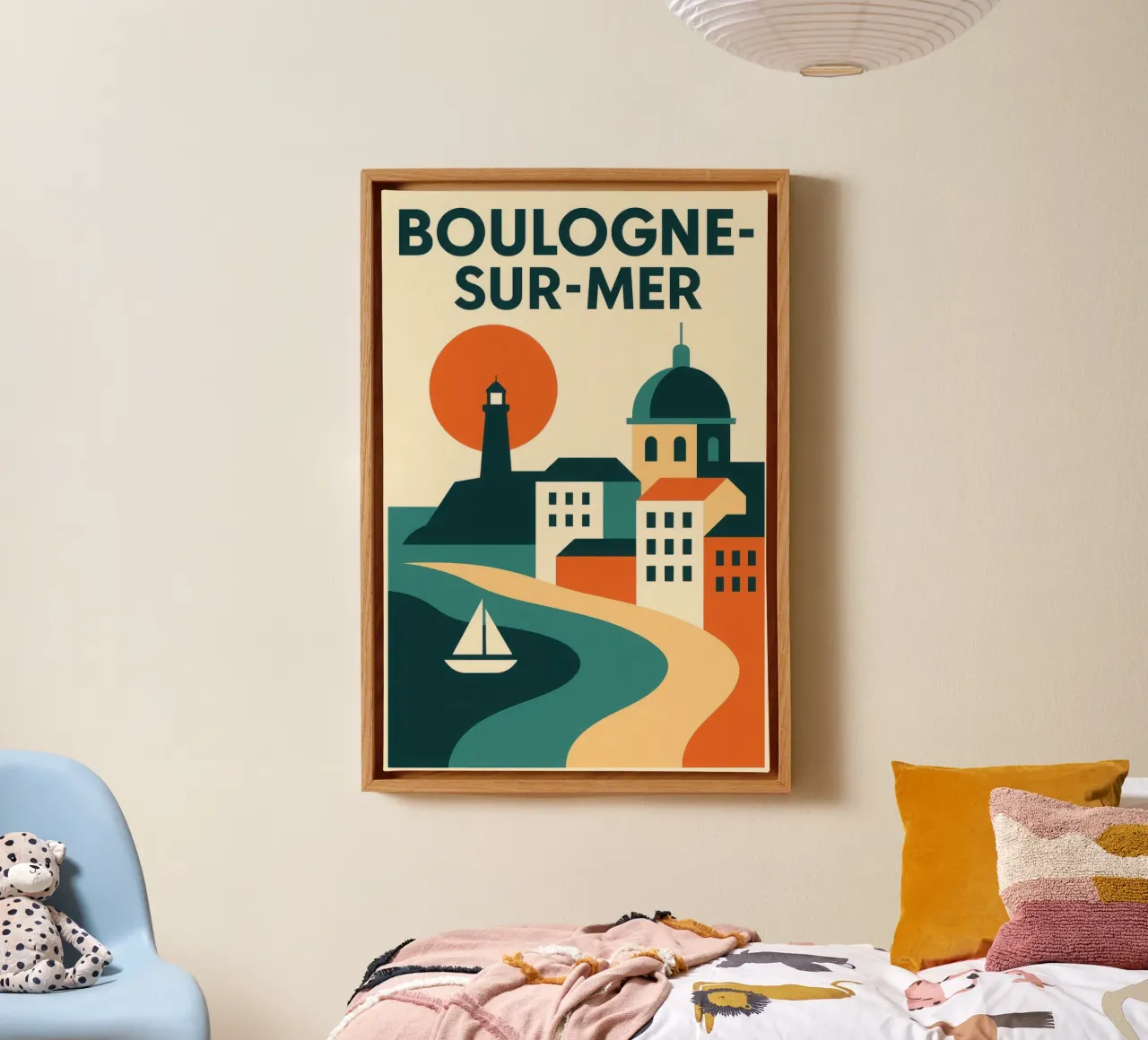Boulogne-sur-Mer, un faro di luce sulla Costa d'Opale tela con Cornice a cassetta da JETLAG | affiches voyage