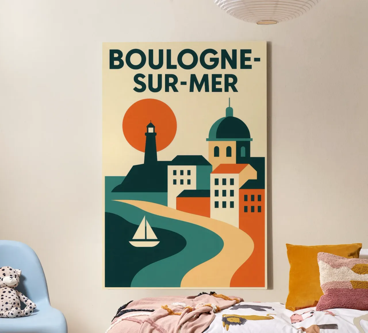 Boulogne-sur-Mer, un faro di luce sulla Costa d'Opale tela con Cornice a cassetta da JETLAG | affiches voyage