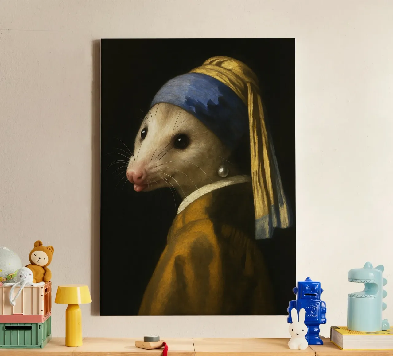 Opossum met parel canvas met Baklijst van the gondals