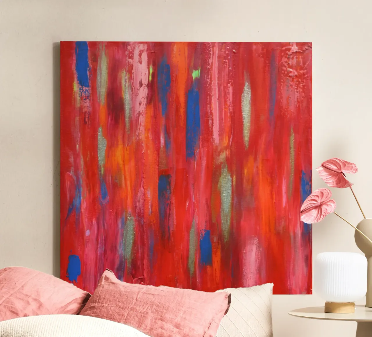 Vitaliteit 2 - Abstracte kunst canvas met Baklijst van Petra Lang