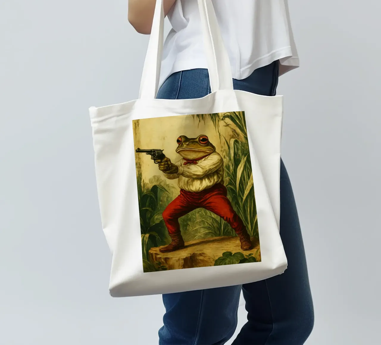 Design artistico della rana fuorilegge borsa in juta da the gondals