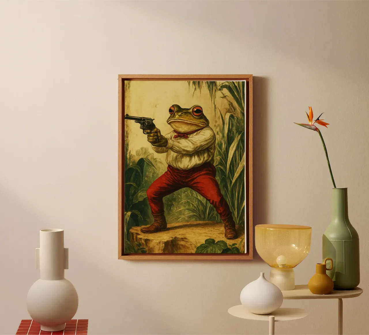 Outlaw Frog kunstontwerp canvas met Baklijst van the gondals