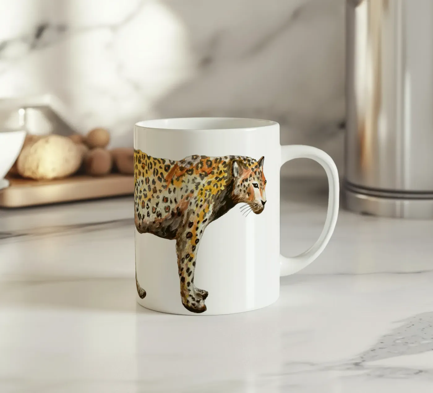 Leopard keramische mok van Femke Zwaan