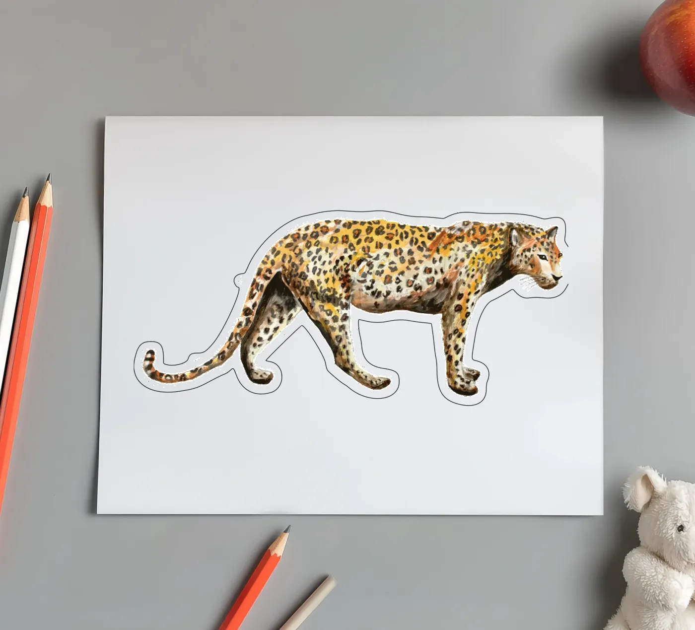 Leopard stickervel van Femke Zwaan