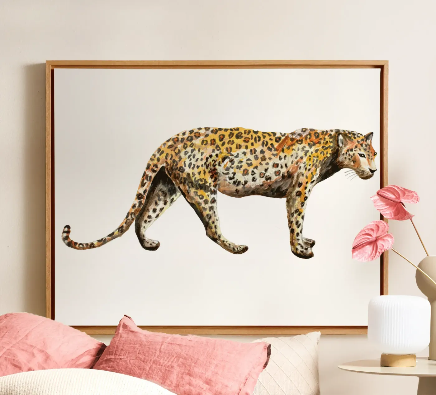 Leopard canvas van Femke Zwaan