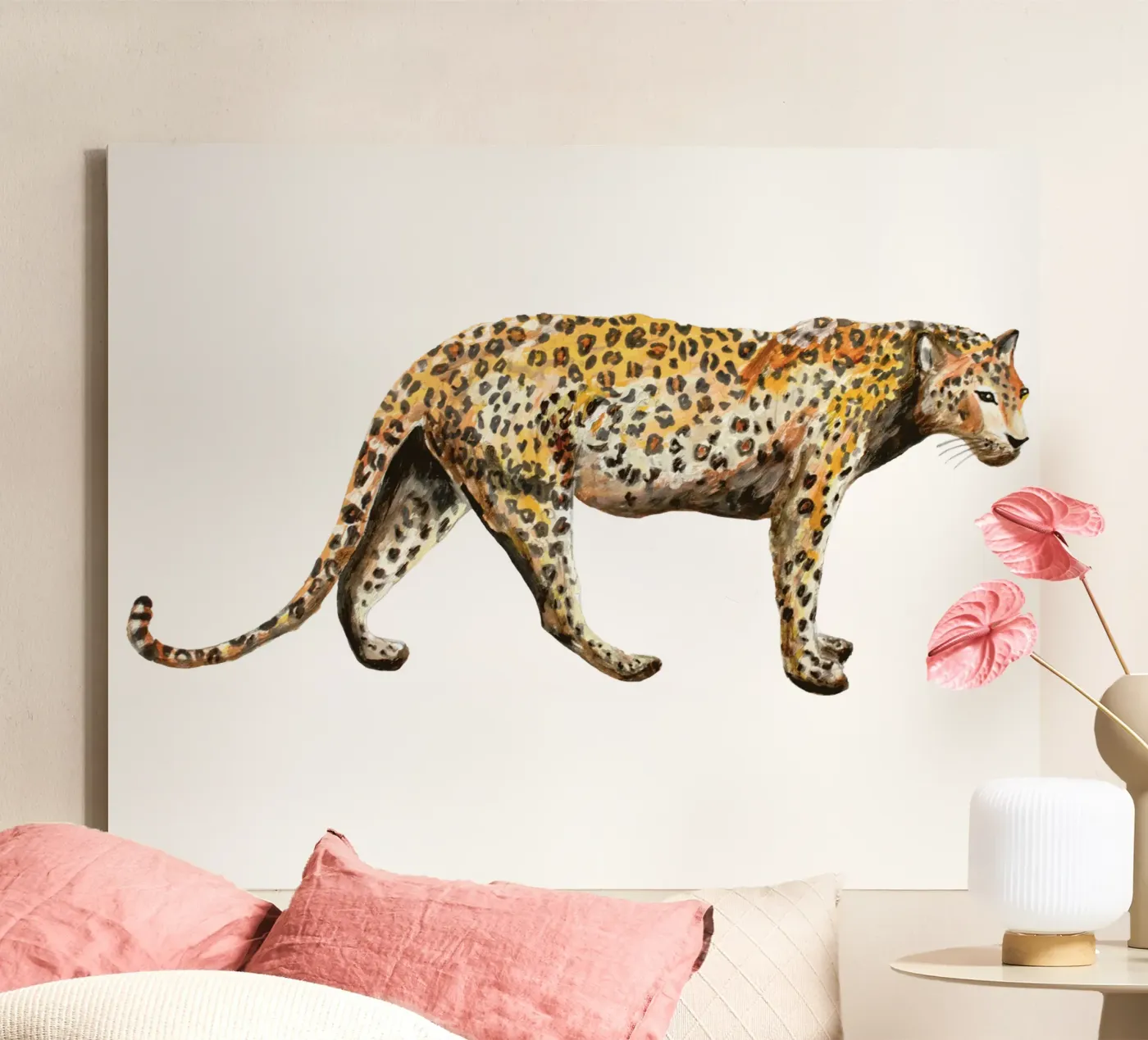 Leopard canvas van Femke Zwaan