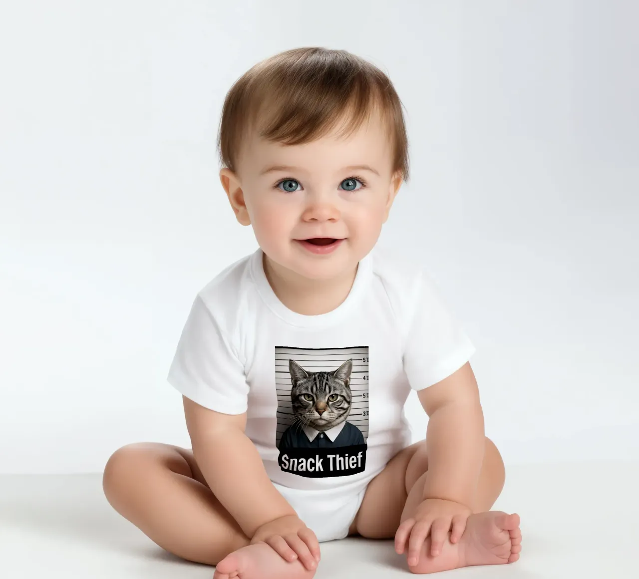 Snackdief Cat kunstontwerp babyrompertje korte mouwen van the gondals