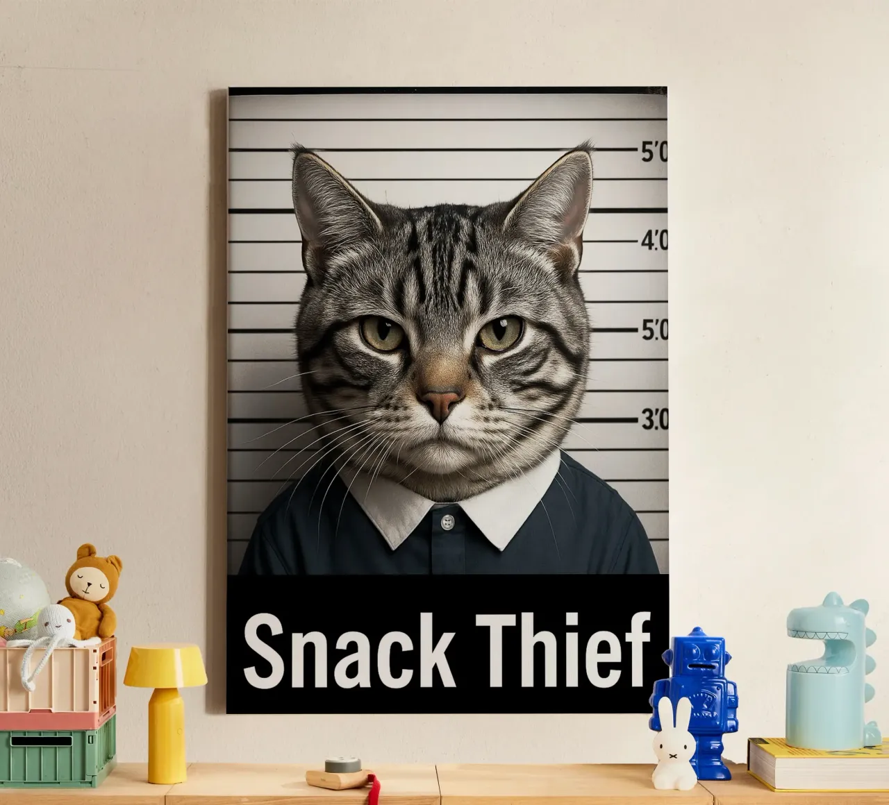 Snackdief Cat kunstontwerp canvas met Baklijst van the gondals
