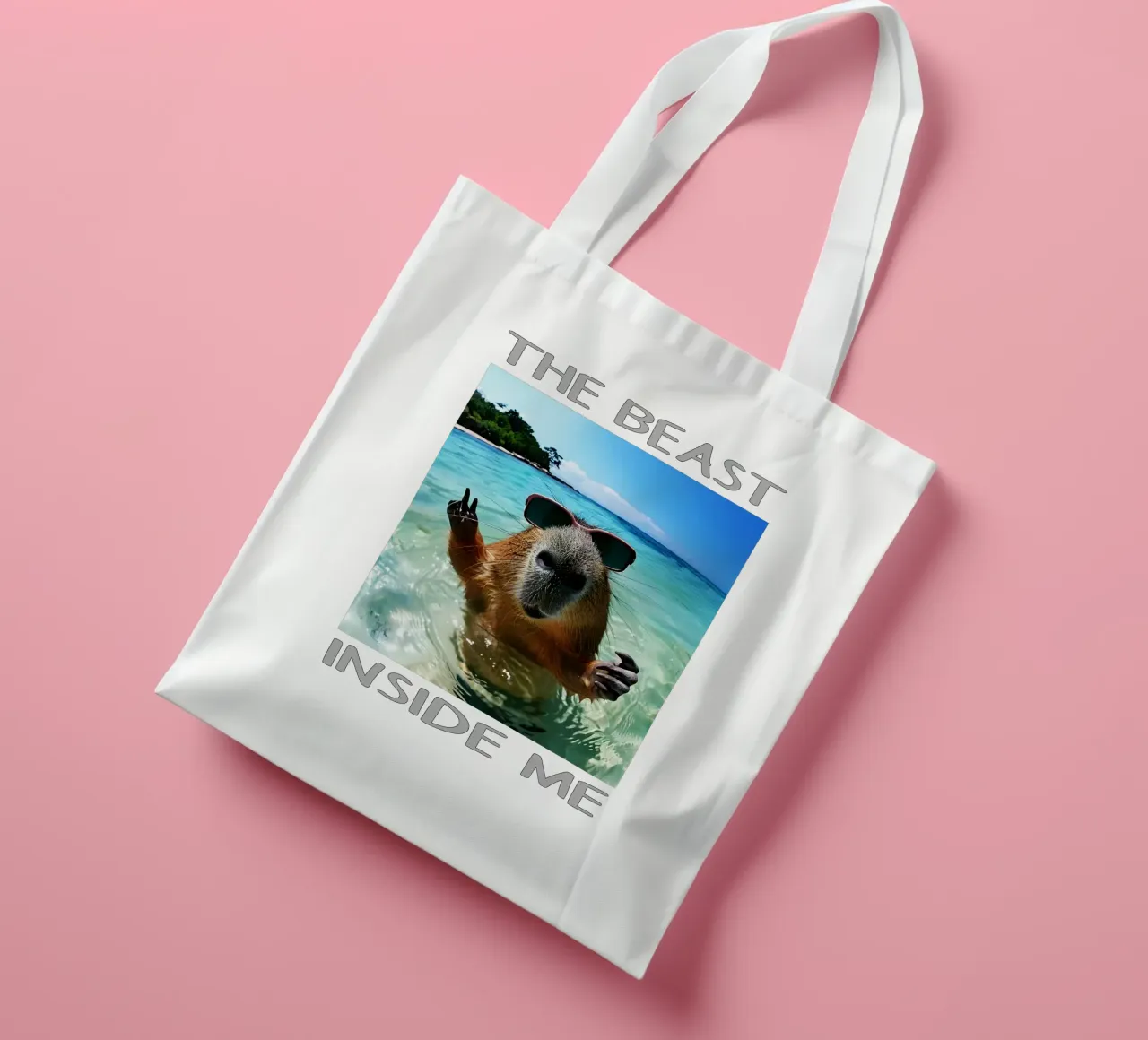 The beast inside me Funny capybara tote bag by the gondals