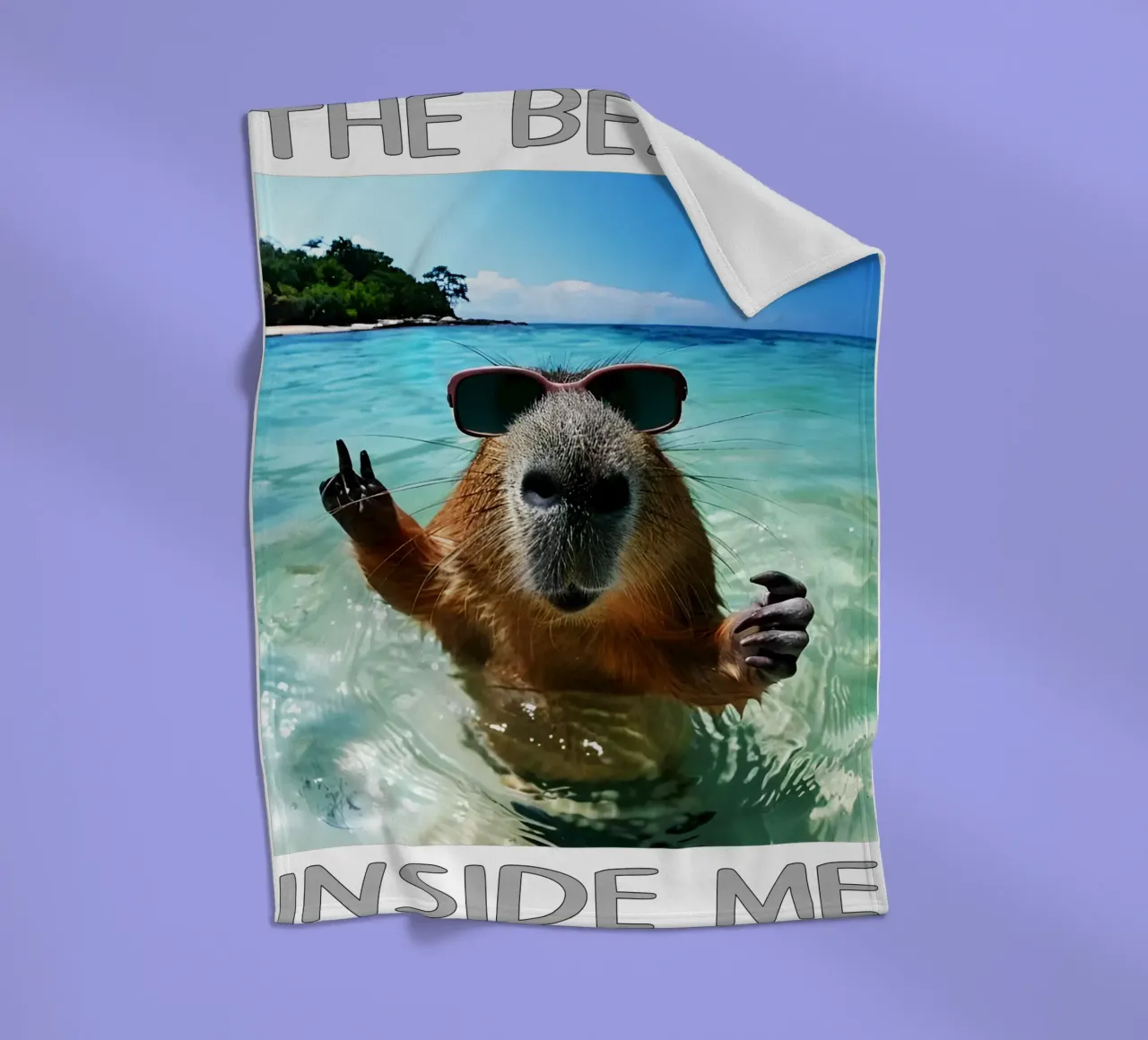 The beast inside me Funny capybara fleece blanket by the gondals
