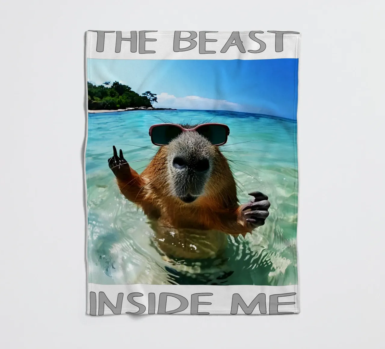 The beast inside me Funny capybara fleece blanket by the gondals