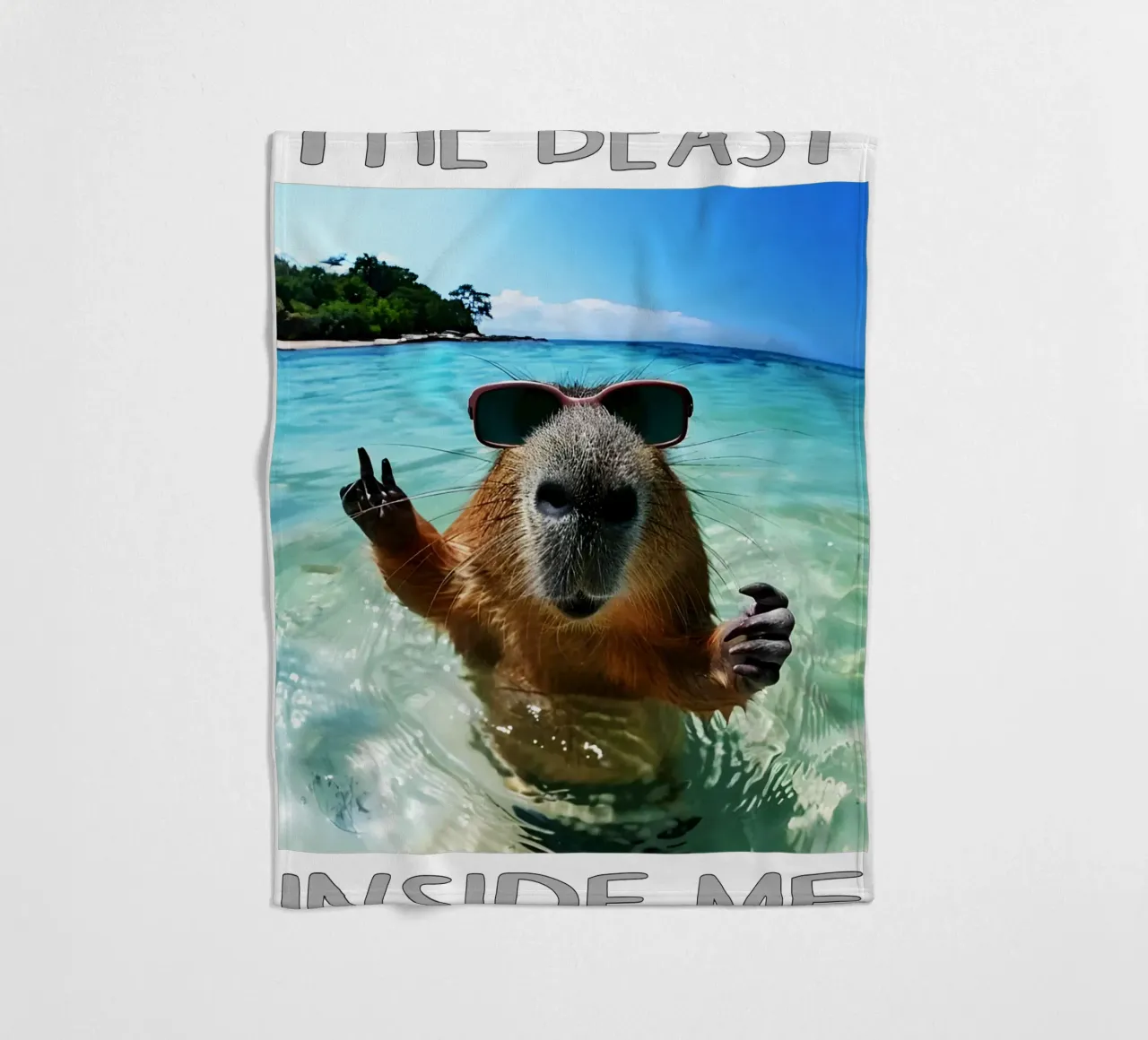 The beast inside me Funny capybara fleece blanket by the gondals