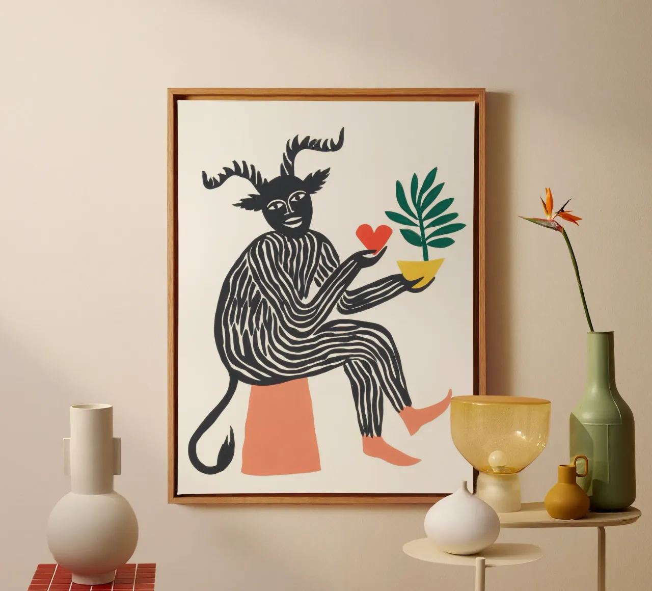 Het hart van de sater | Digitale tekening canvas met Baklijst van Autofocus