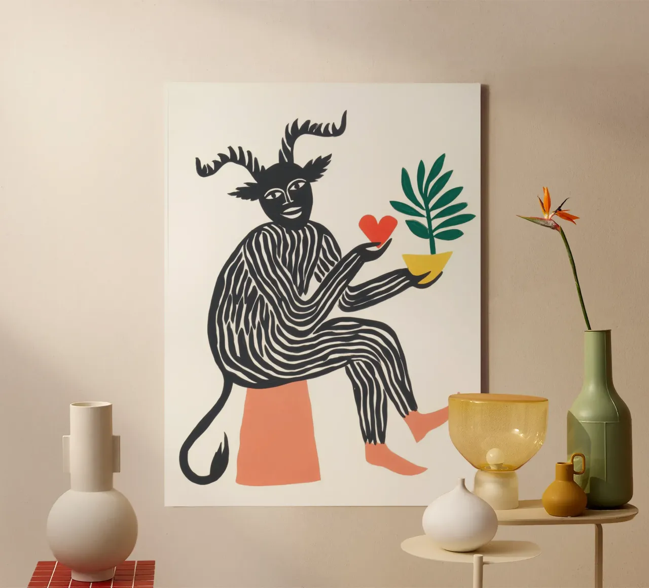 Het hart van de sater | Digitale tekening canvas met Baklijst van Autofocus