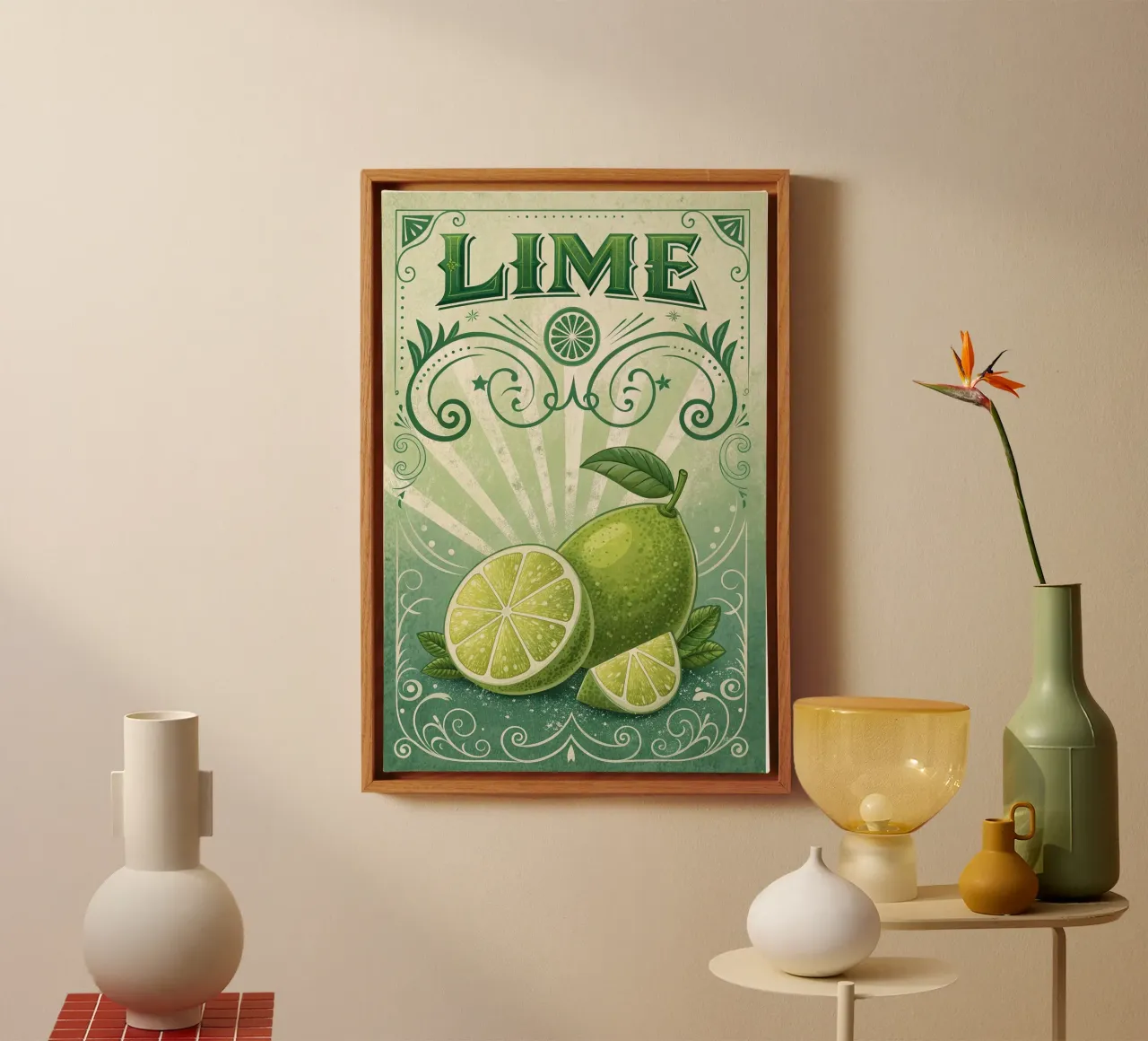 Manifesto della mostra della bevanda rinfrescante Lima tela con Cornice a cassetta da 🎁 ARTVI-SHOP