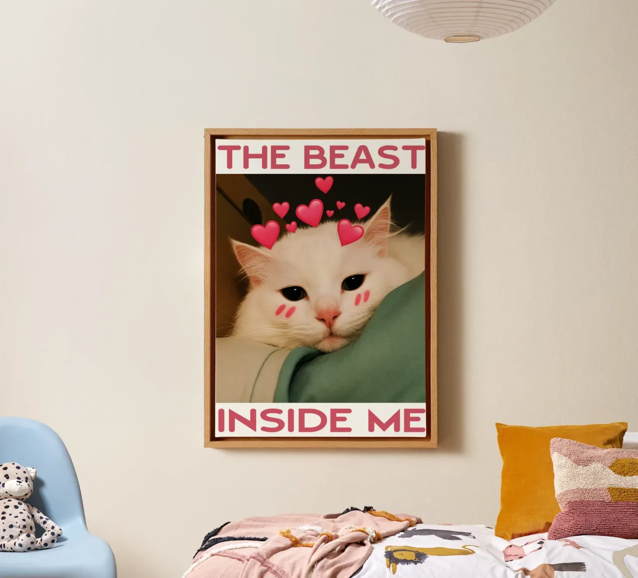 The beast inside me Funny Cat canvas with Floater frame by the gondals