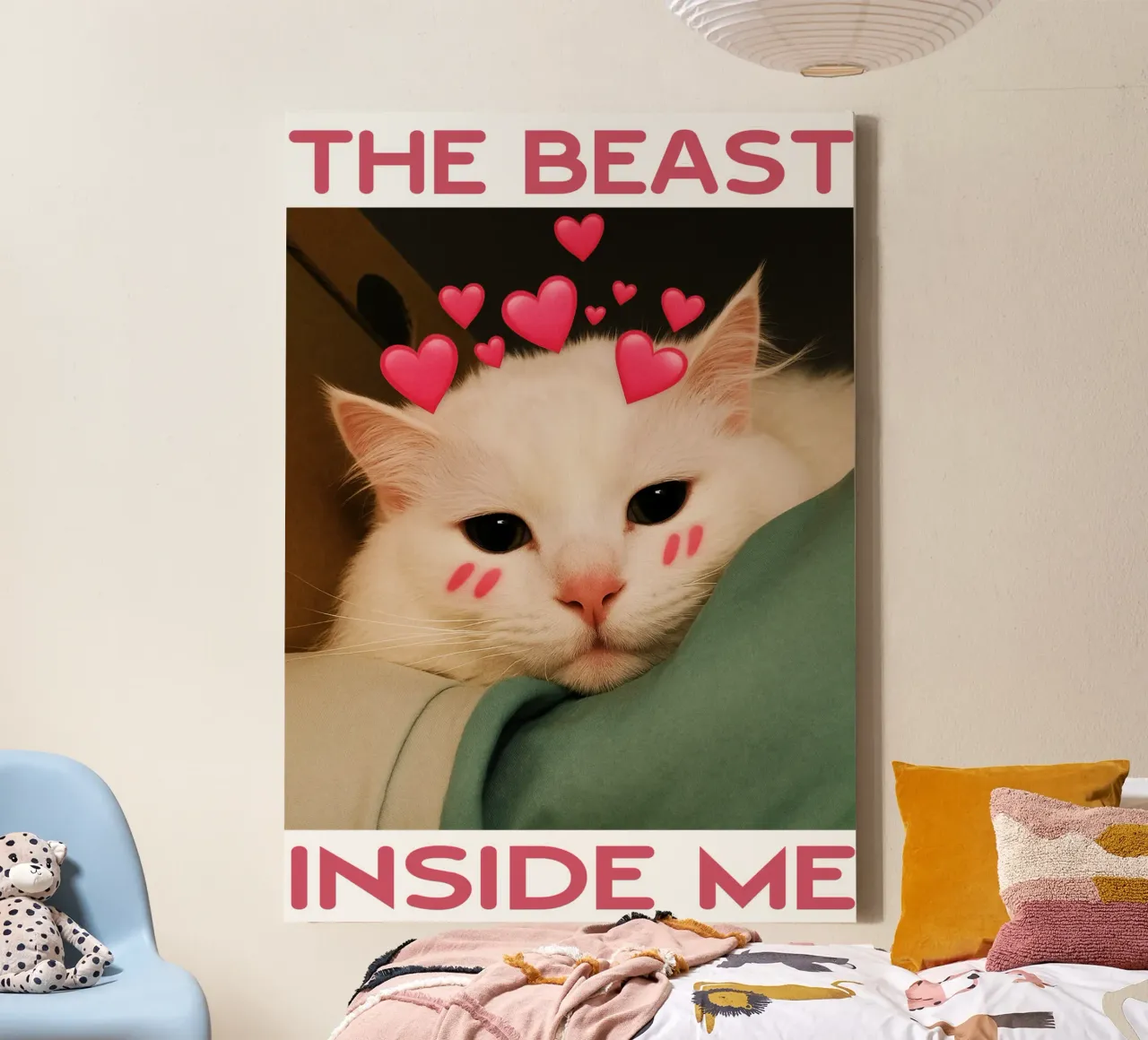The beast inside me Funny Cat canvas with Floater frame by the gondals