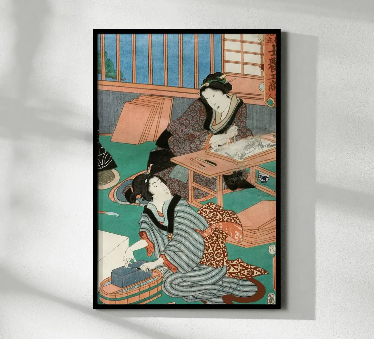 Kunisada - The Class of the Craftsmen II poster con telaio in alluminio da ARTOTHEK