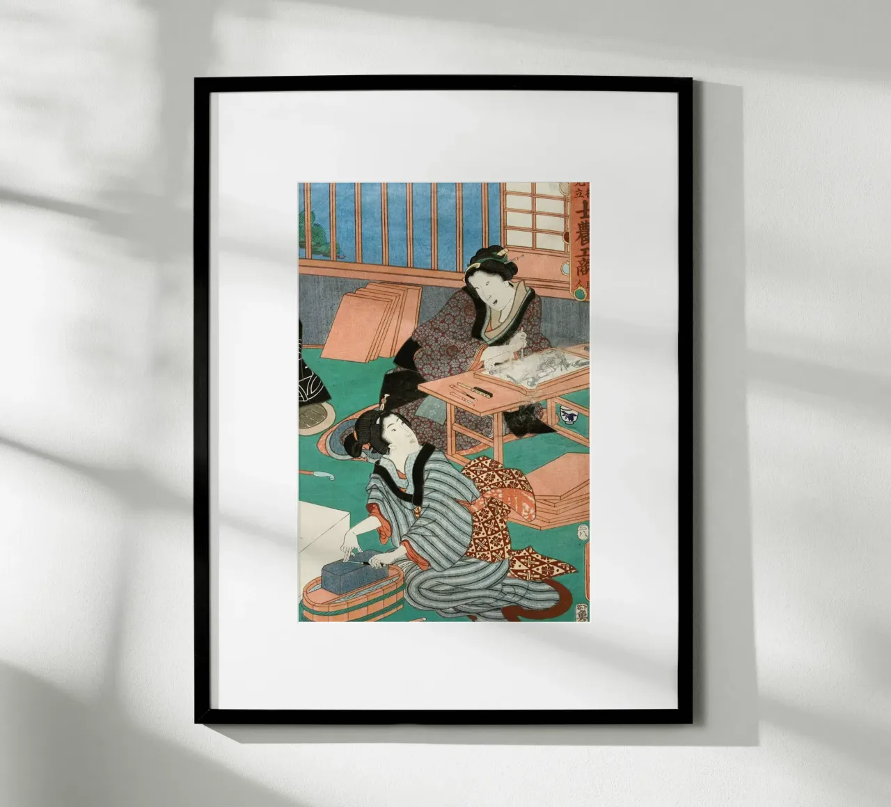 Kunisada - The Class of the Craftsmen II poster con telaio in alluminio da ARTOTHEK