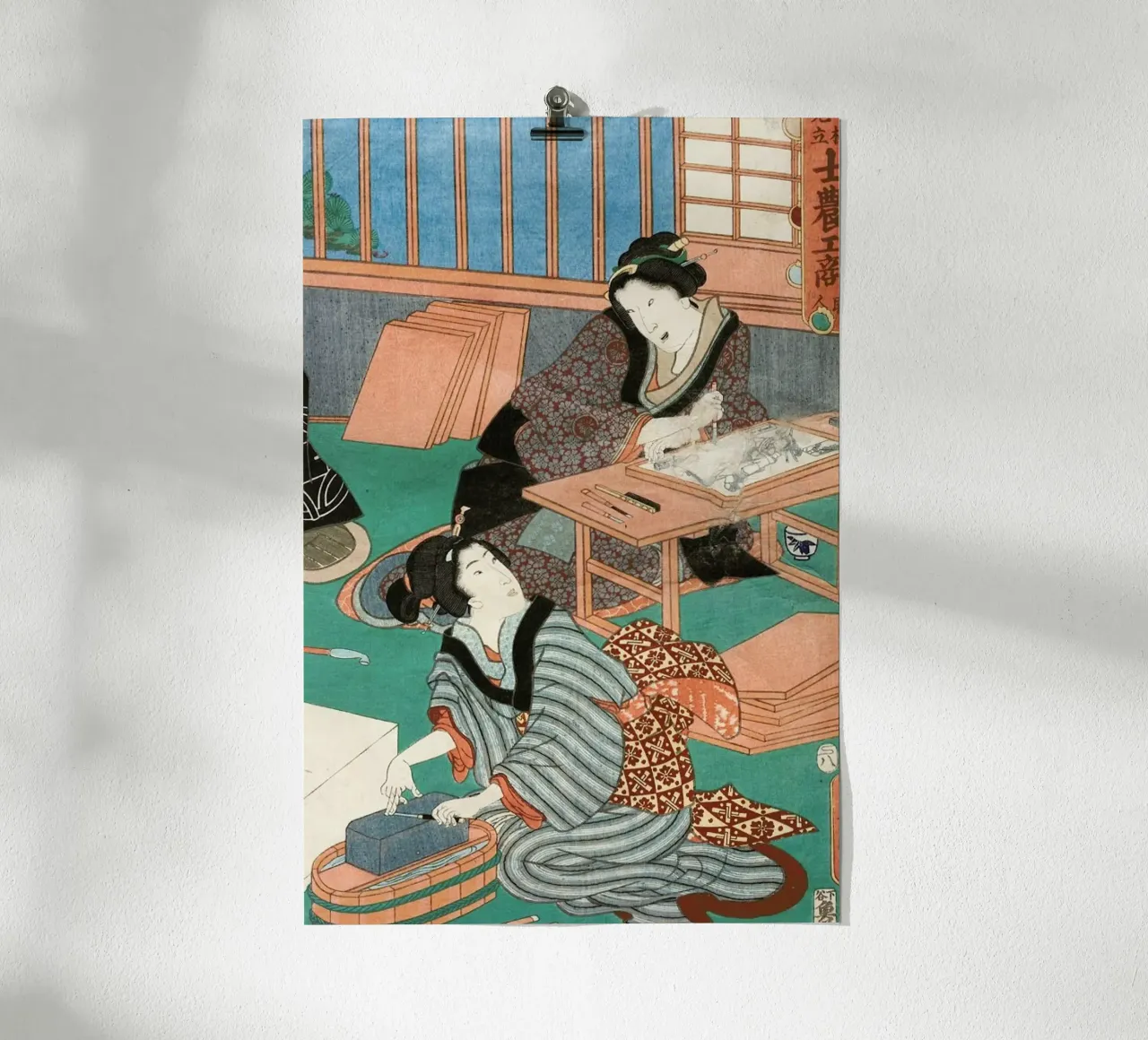 Kunisada - The Class of the Craftsmen II poster con telaio in alluminio da ARTOTHEK