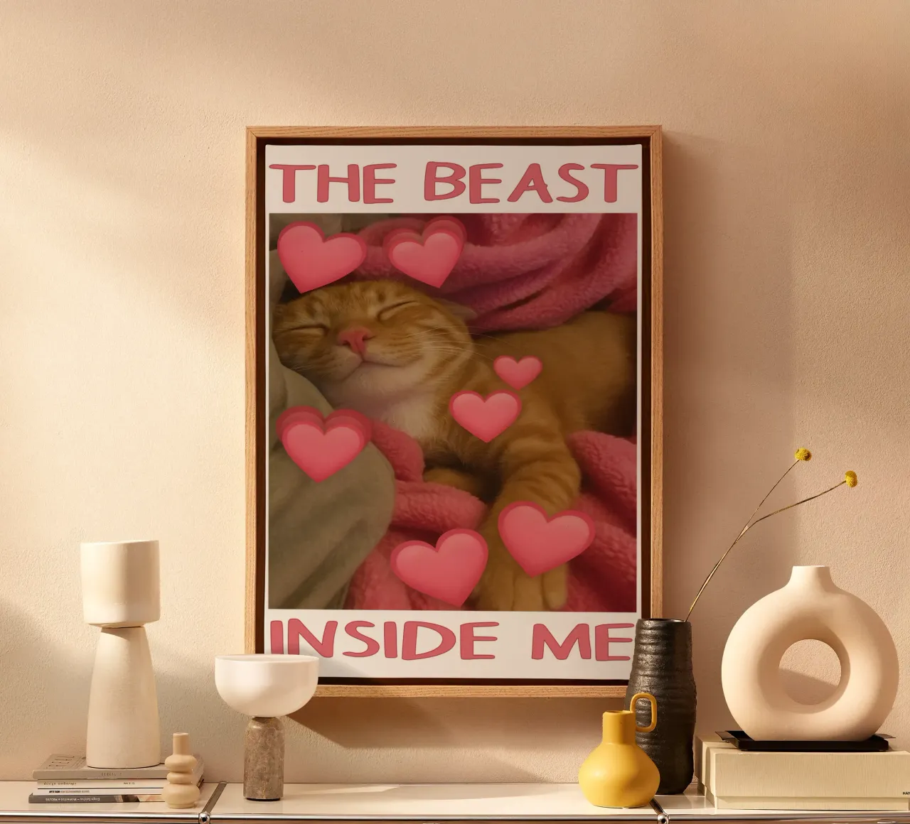 he beast inside me Funny Cat canvas with Floater frame by the gondals