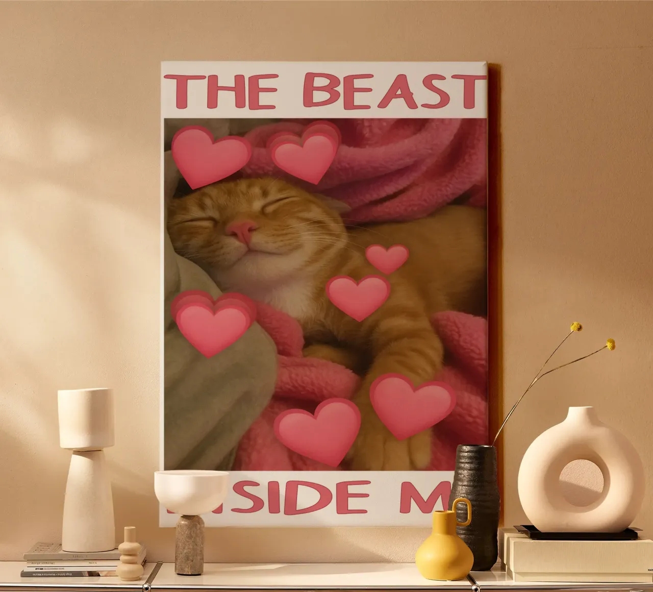 he beast inside me Funny Cat canvas with Floater frame by the gondals