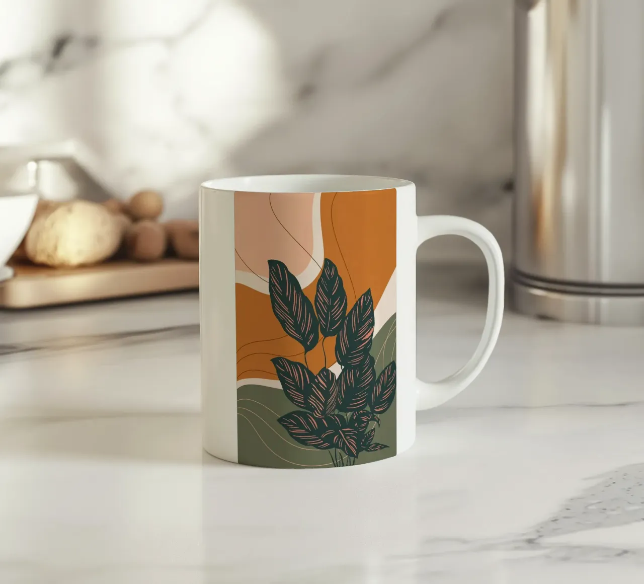 Abstracte botanische kunst keramische mok van Abstract Botanical Art