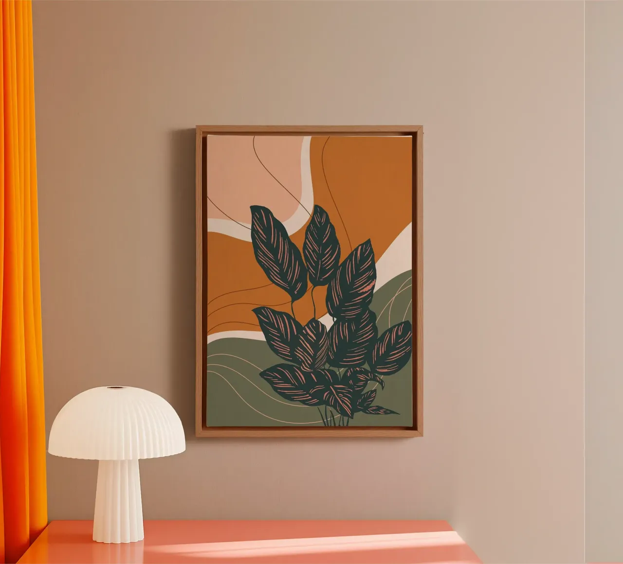 Abstracte botanische kunst canvas met Baklijst van Abstract Botanical Art