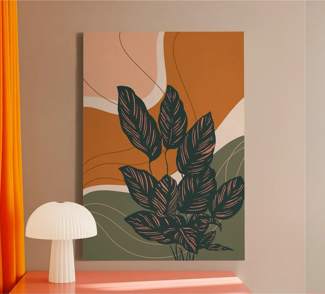 Abstracte botanische kunst canvas met Baklijst van Abstract Botanical Art