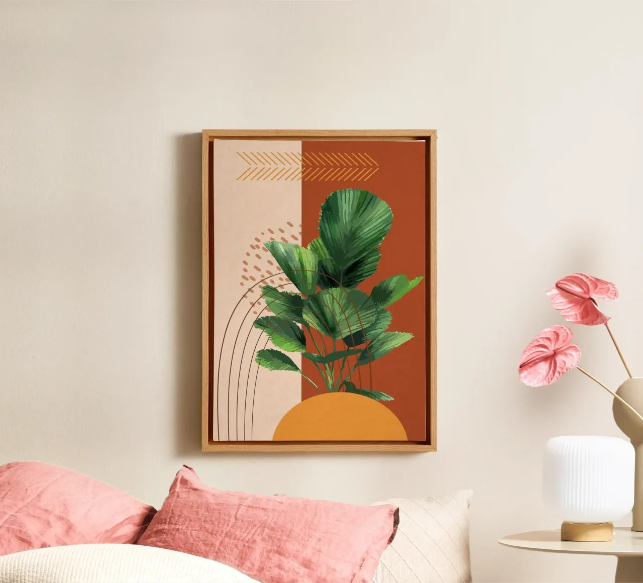 Abstracte botanische kunst canvas met Baklijst van Abstract Botanical Art
