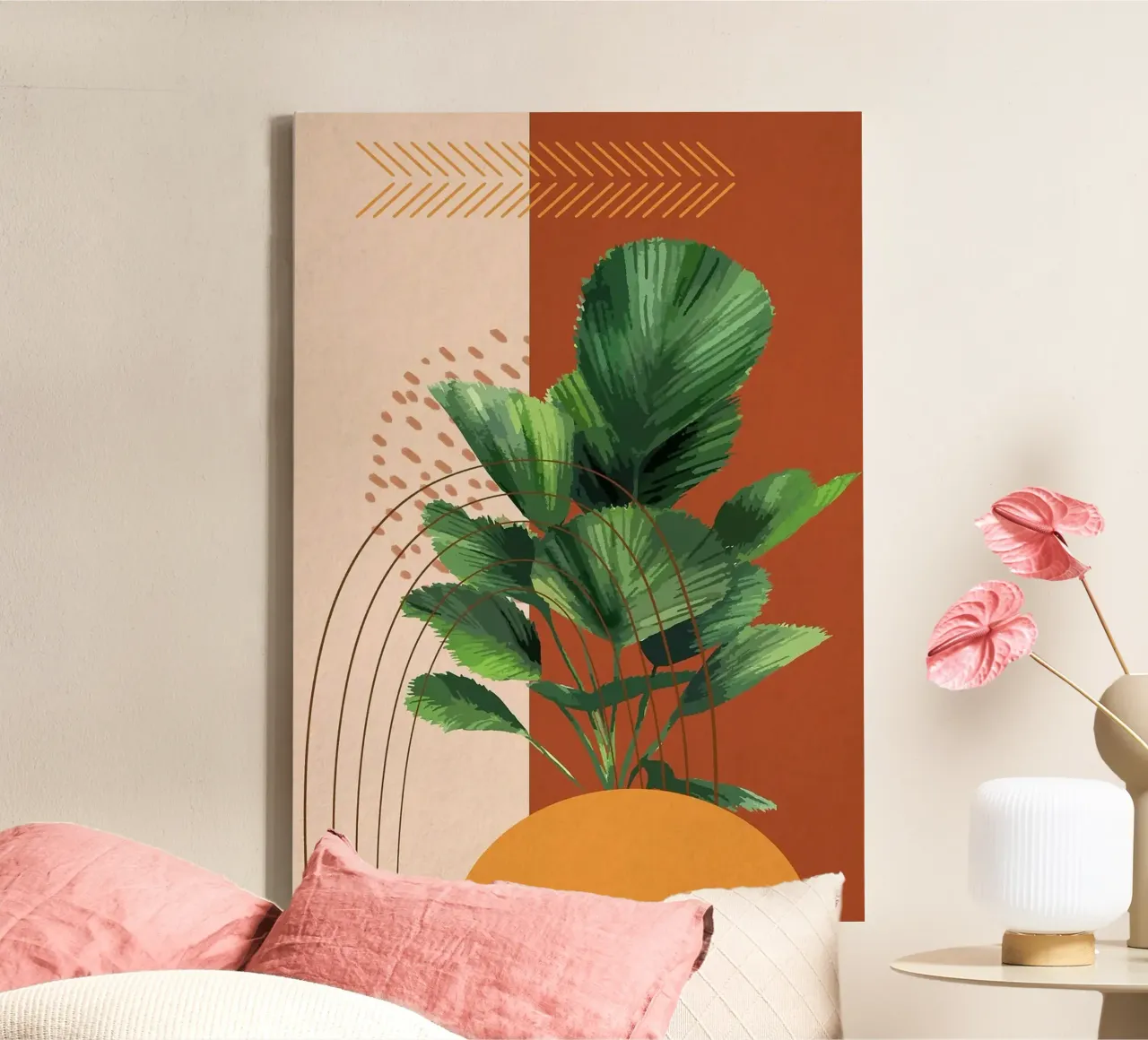 Abstracte botanische kunst canvas met Baklijst van Abstract Botanical Art