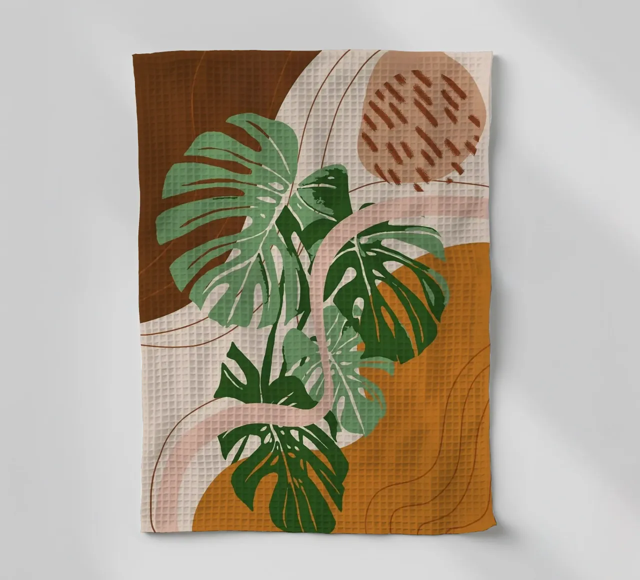 Abstract Monstera Leaves tea towel by Abstract Botanical Art