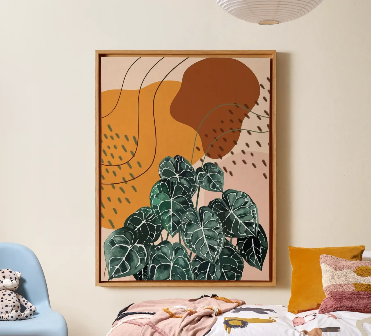 Abstracte botanische kunst canvas met Baklijst van Abstract Botanical Art