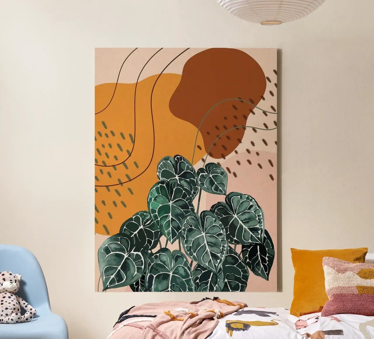 Abstracte botanische kunst canvas met Baklijst van Abstract Botanical Art