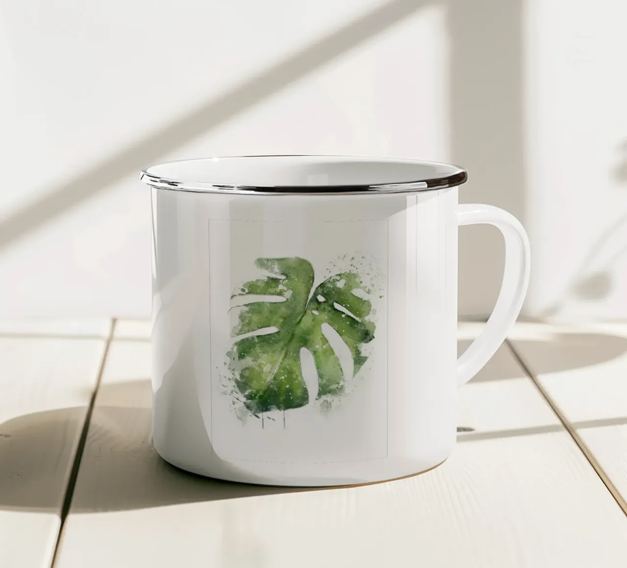 Foglie astratte di Monstera tazza in smalto da Abstract Botanical Art