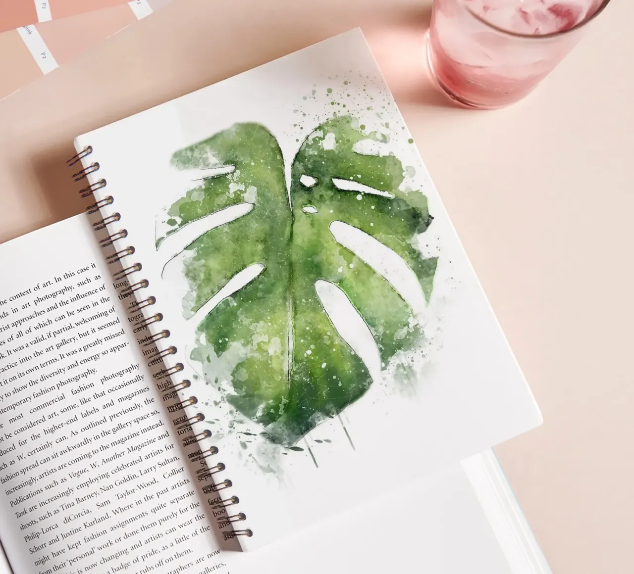 Abstract Monstera Leaves spiral notebook by Abstract Botanical Art