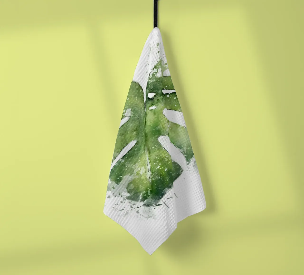 Abstract Monstera Leaves tea towel by Abstract Botanical Art