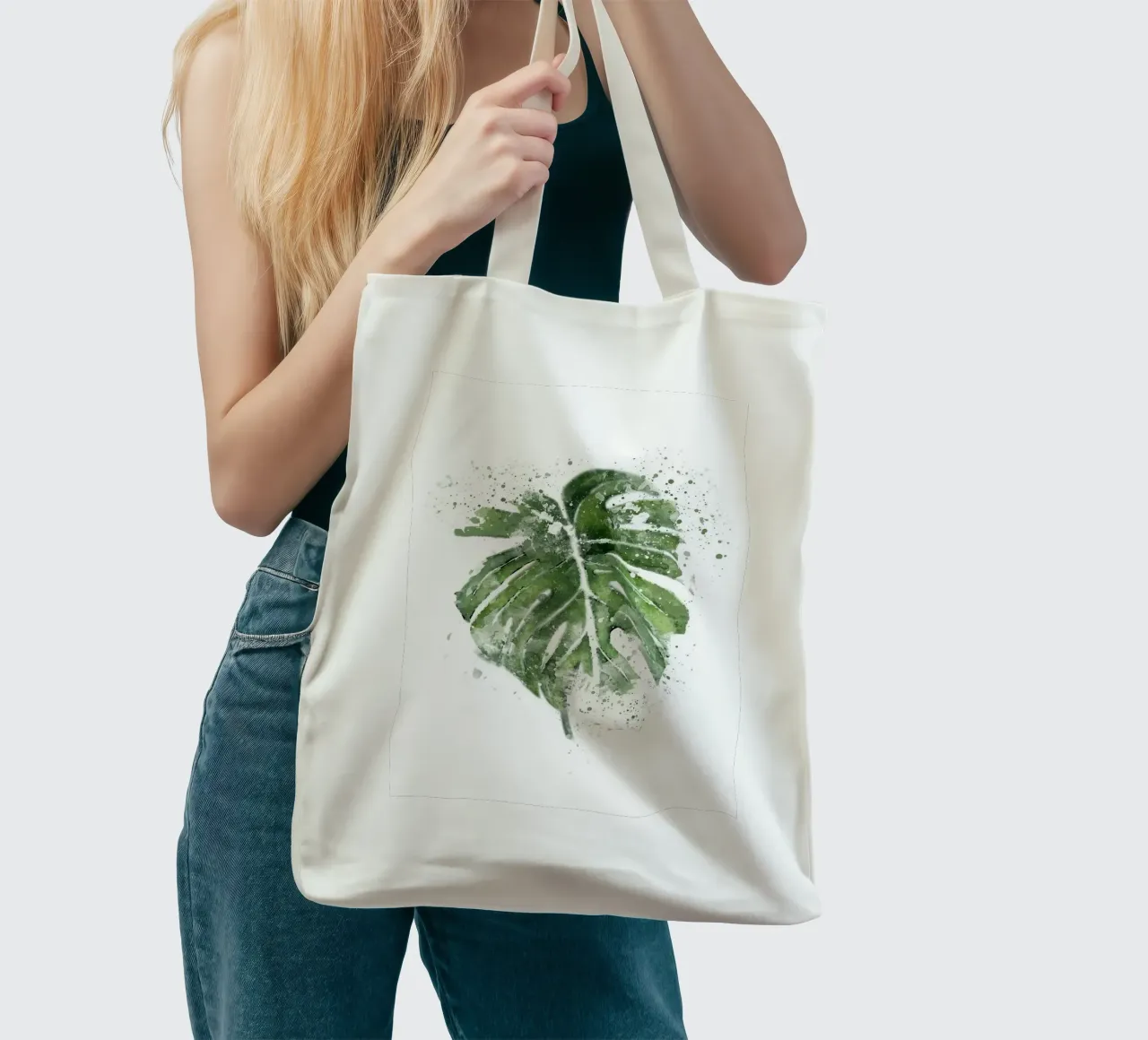 Abstract Monstera Leaves tote bag by Abstract Botanical Art