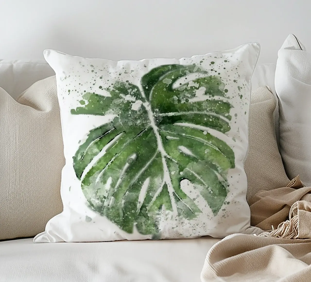 Foglie astratte di Monstera cuscino da Abstract Botanical Art