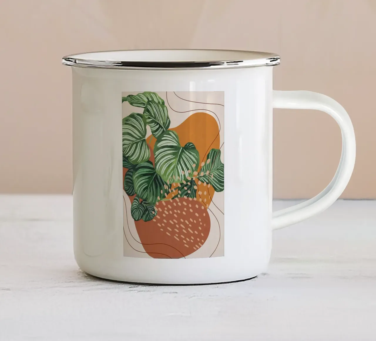 Foglie astratte di Monstera tazza in smalto da Abstract Botanical Art