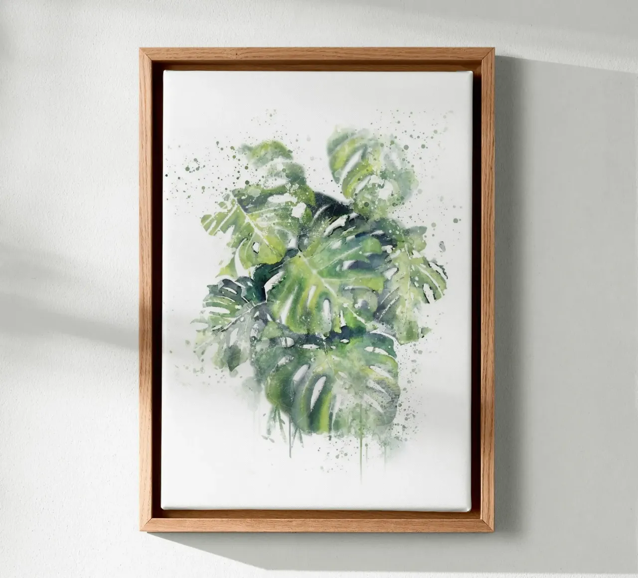 Abstracte Monsterabladeren canvas met Baklijst van Abstract Botanical Art