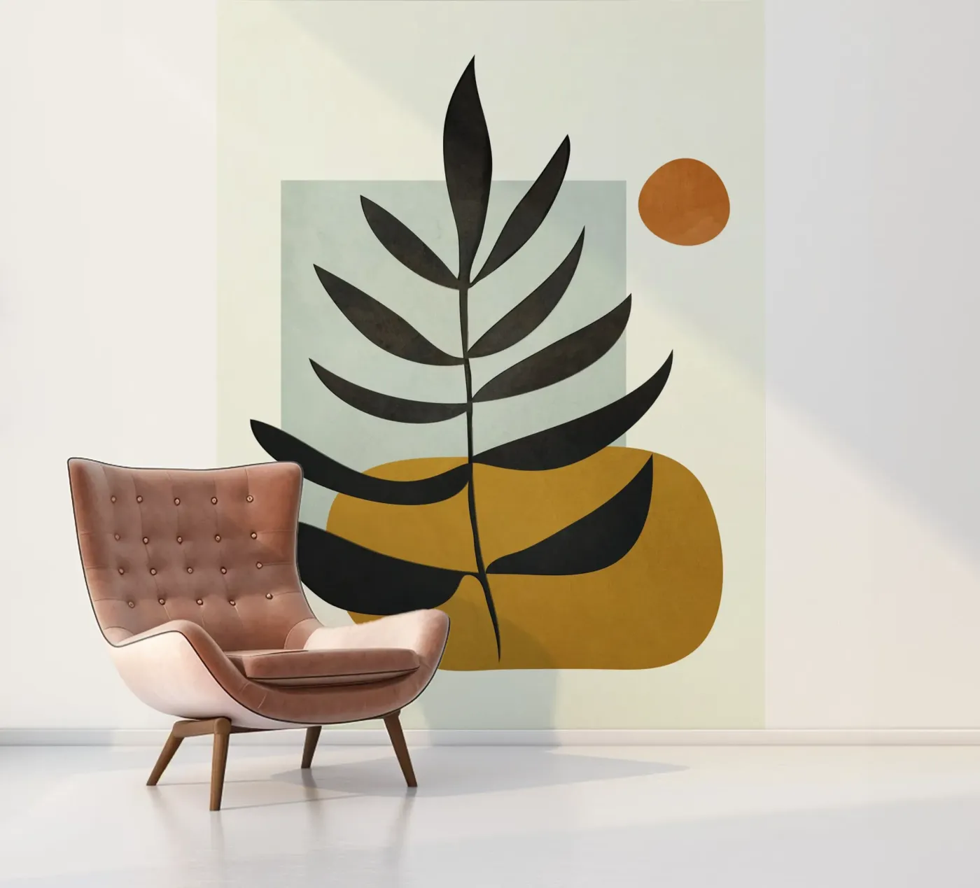 Soft Abstract Large Leaf fotobehang van cityart